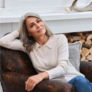 Woolover Collared Button Cashmere and Merino Knitted Sweater